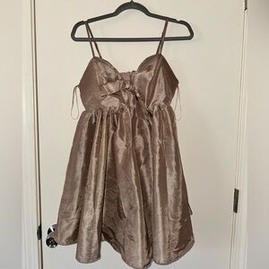 Worn once Audrey Parks Womens Babydoll Style Dress Champagne Color Size Small